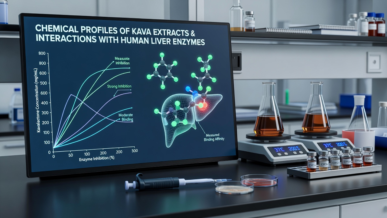 Chemical Profiles of Kava Extracts and Their Measured Interactions with Human Liver Enzymes in Lab Settings